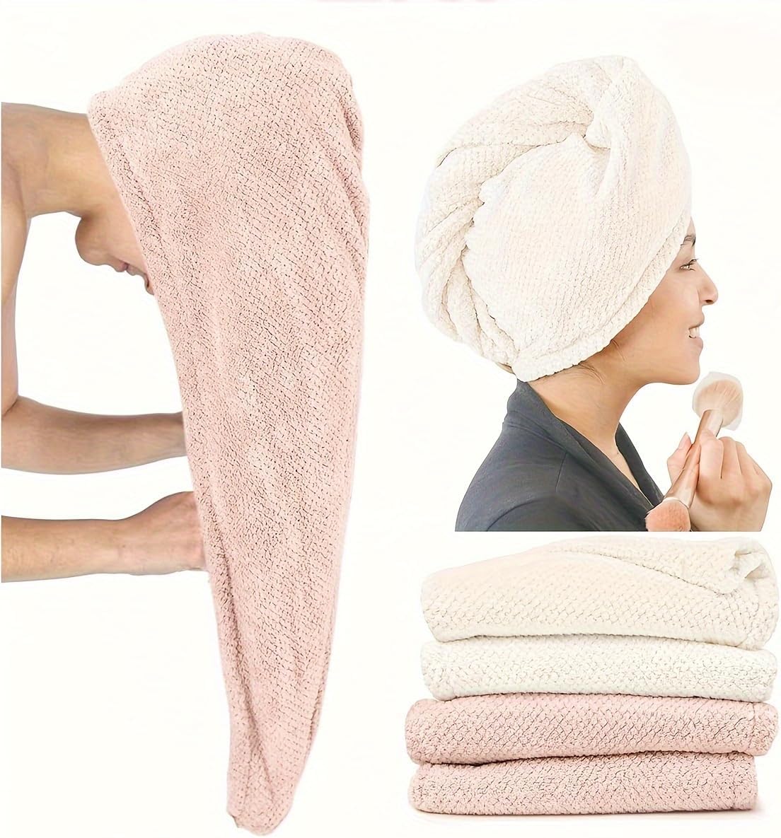 1 ensemble turban en microfibre pour séchage rapide pour cheveux normaux (blanc) - pokema1 ensemble turban en microfibre pour séchage rapide pour cheveux normaux (blanc)