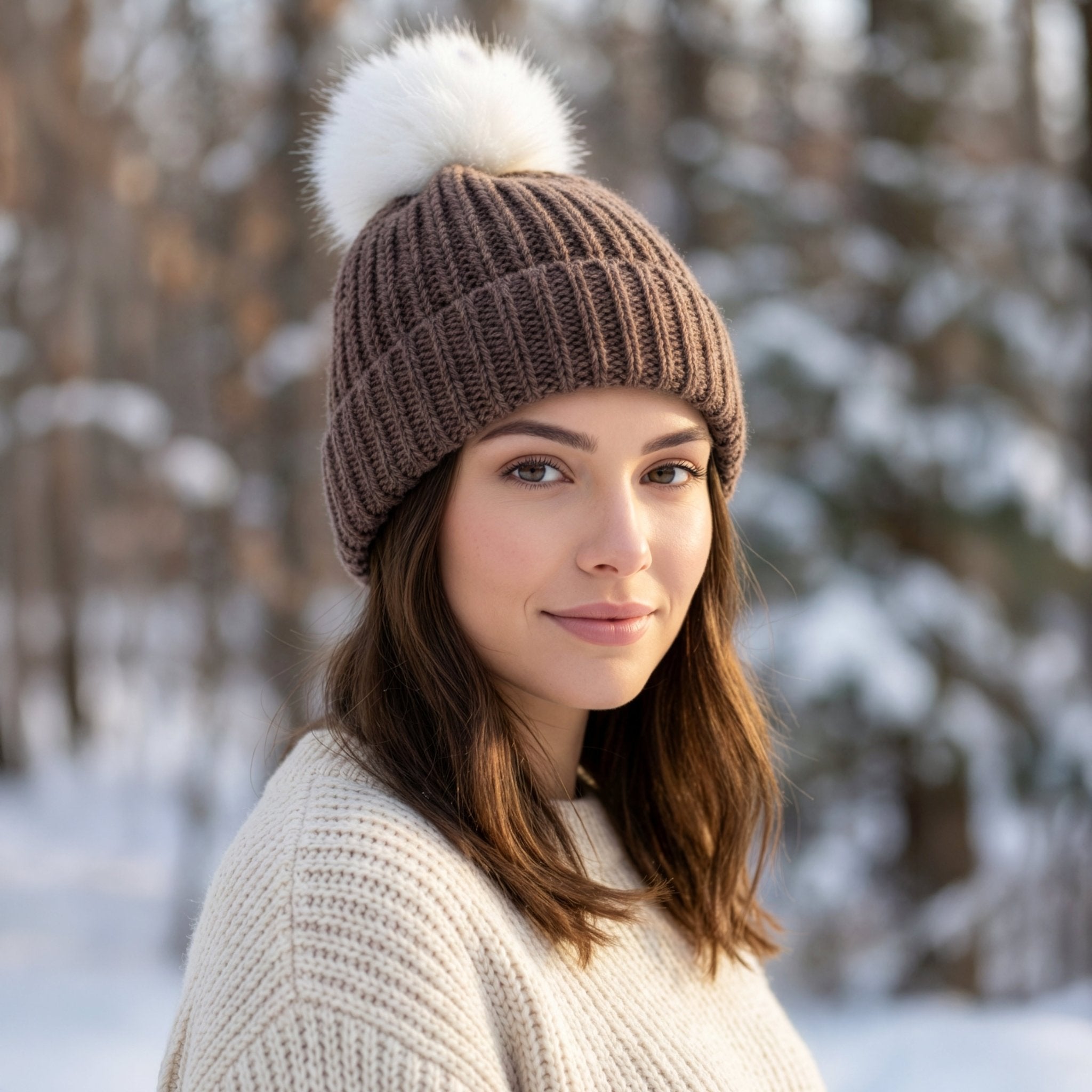 100% Alpaca Pom-Pom Channel Beanie Hat - pokema100% Alpaca Pom-Pom Channel Beanie Hat