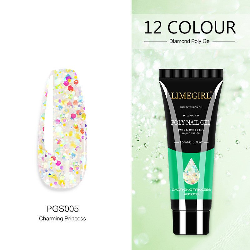 12 Color Nail Art Glitter Powder Extension Gel Nail Art Sequin Extension Gel Painless - pokema80b2a04933419190c7d76b7ff937196e