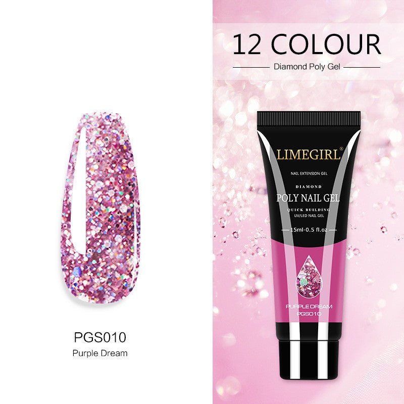 12 Color Nail Art Glitter Powder Extension Gel Nail Art Sequin Extension Gel Painless - pokema7c49ea67f1708a7c30ac7f374383a3df