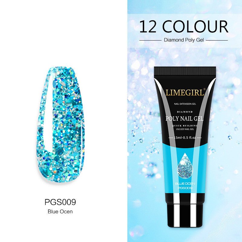 12 Color Nail Art Glitter Powder Extension Gel Nail Art Sequin Extension Gel Painless - pokema1e2bd116f4456e20830c20d0e9e96602