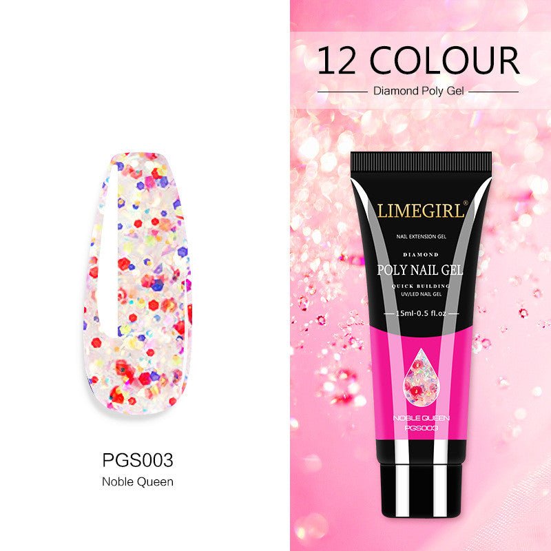 12 Color Nail Art Glitter Powder Extension Gel Nail Art Sequin Extension Gel Painless - pokema82c887ba17fd8b08e670ba9b31f1459b