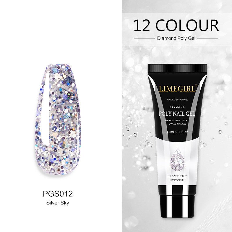 12 Color Nail Art Glitter Powder Extension Gel Nail Art Sequin Extension Gel Painless - pokema8197fefbb549f9a6ed6a1081c089b716
