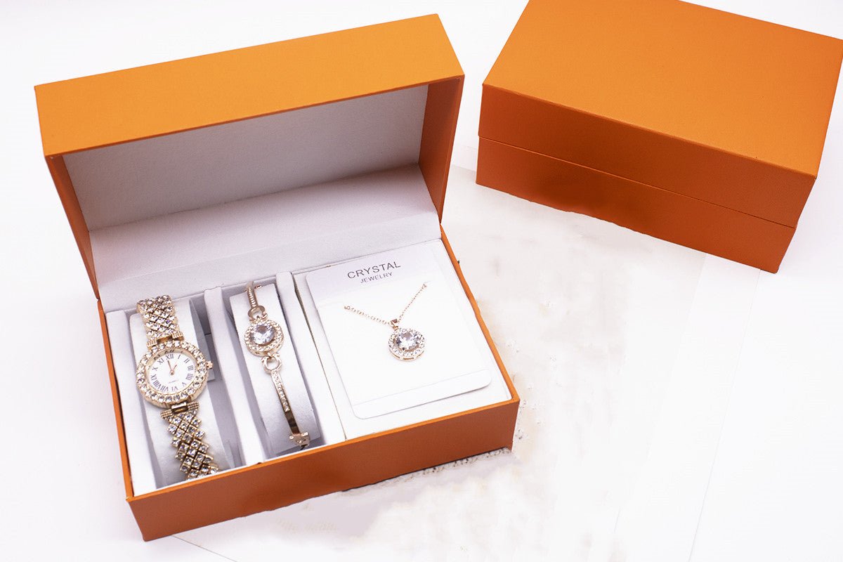 3-piece Rhinestone Watch Set With Bracelet And Necklace - pokema55a49d6ae6dc102ff40e1b28ede28ab