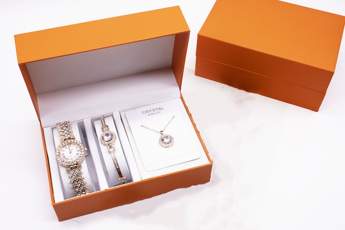 3-piece Rhinestone Watch Set With Bracelet And Necklace - pokemaace171ae508248025c3b0a2e23f7178e