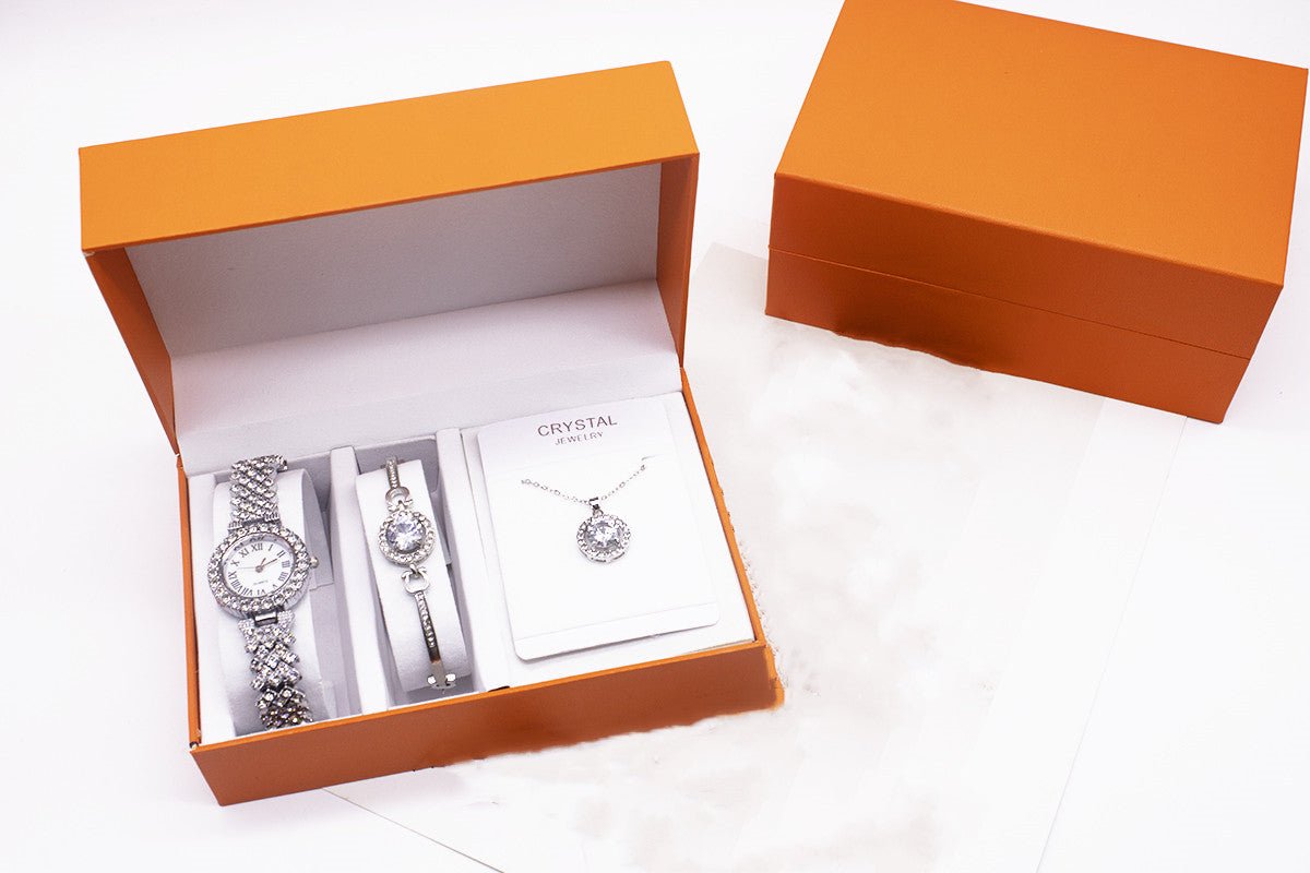 3-piece Rhinestone Watch Set With Bracelet And Necklace - pokema141e9b33433dc768091ba653d63f2f19