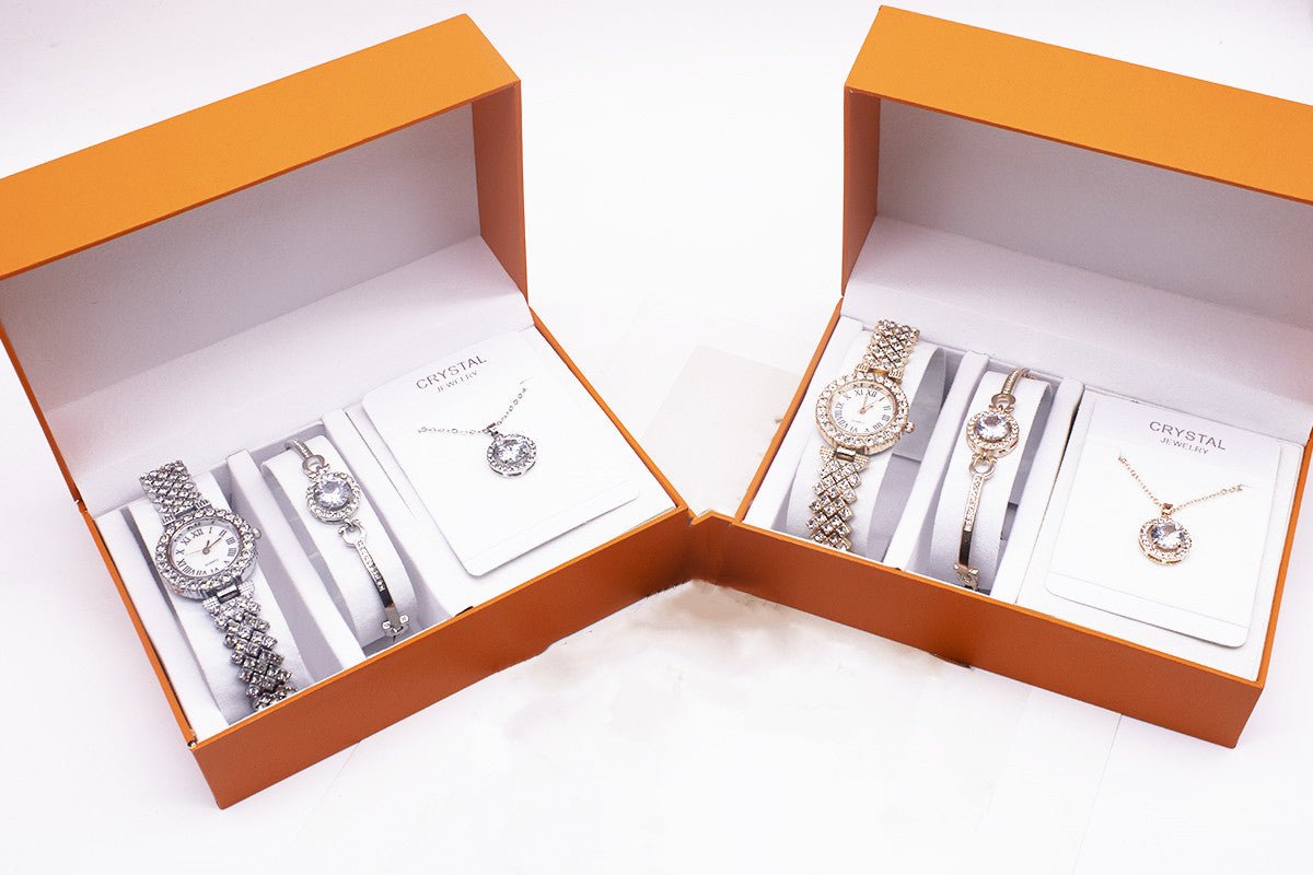 3-piece Rhinestone Watch Set With Bracelet And Necklace - pokemafa2fa9cb3b7ba437df2bc15c0d753ef0