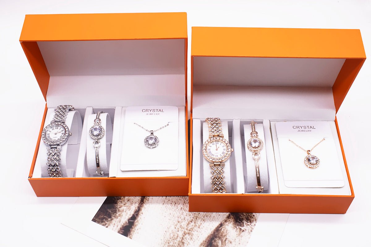 3-piece Rhinestone Watch Set With Bracelet And Necklace - pokemafa4b92c43bfd77dda9142bbdad6bded4