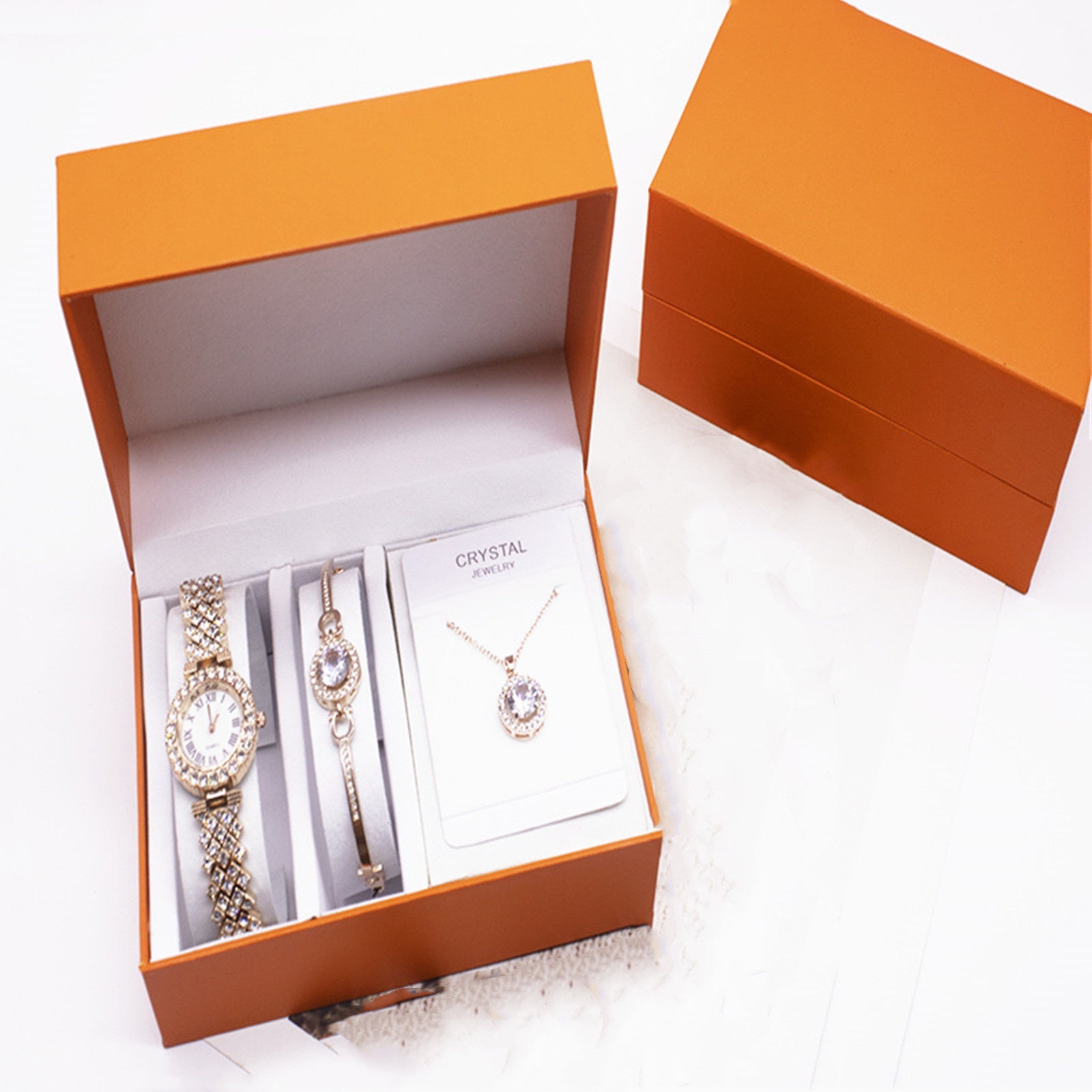 3-piece Rhinestone Watch Set With Bracelet And Necklace - pokema4e934d150ce22ef1daf776558ac31f3c