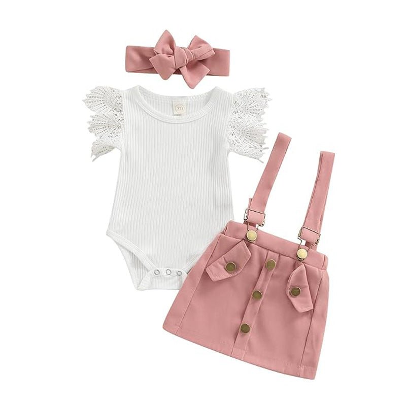 3Pcs Infant Baby Girl Outfits,Summer Clothes Sets Ruffle Ribbed Romper - pokemaeadf60dad67f6611073e03818ed92d1