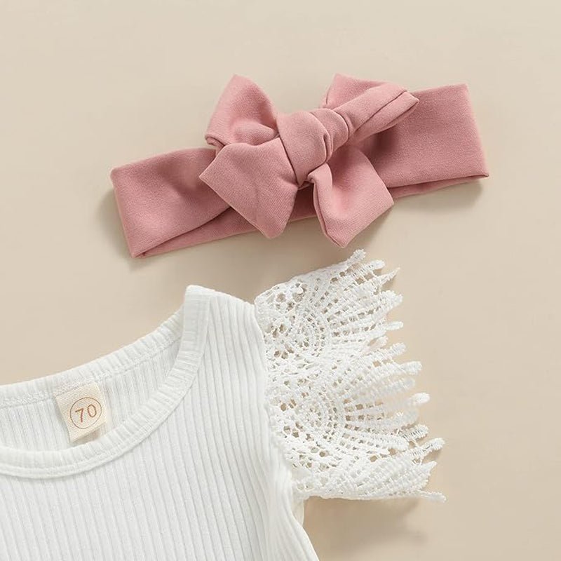 3Pcs Infant Baby Girl Outfits,Summer Clothes Sets Ruffle Ribbed Romper - pokemafa27d87f22951d4a707ba17784c3f489