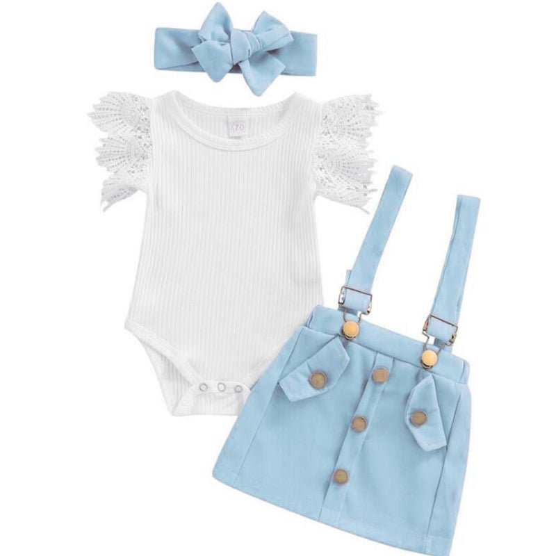 3Pcs Infant Baby Girl Outfits,Summer Clothes Sets Ruffle Ribbed Romper - pokemaf723dc7f86733fce16f34af785c4a52a