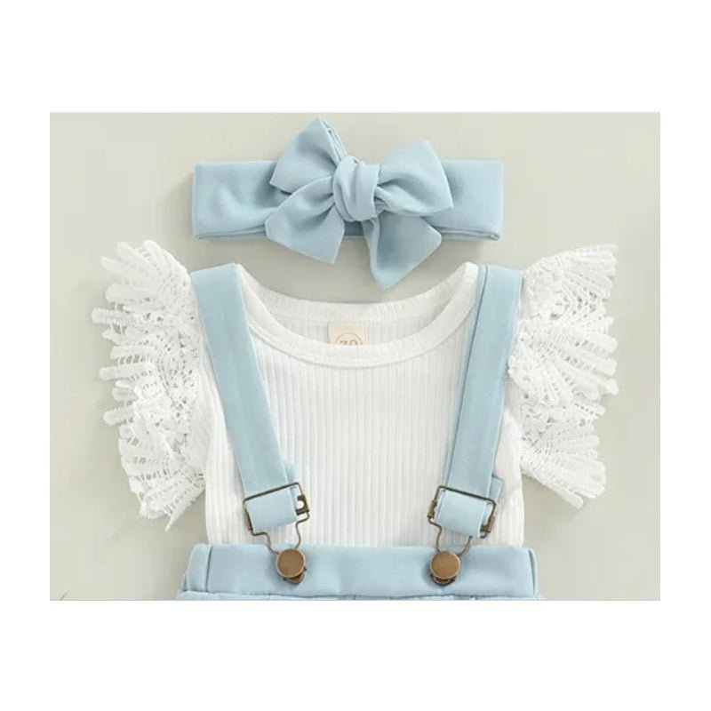 3Pcs Infant Baby Girl Outfits,Summer Clothes Sets Ruffle Ribbed Romper - pokema8ce4105ff10daa25c9ff79dda80fec9a
