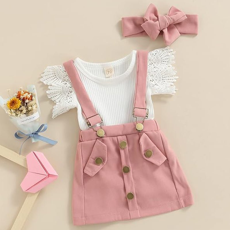 3Pcs Infant Baby Girl Outfits,Summer Clothes Sets Ruffle Ribbed Romper - pokema6be4026b321bd62e9c8713494fad7539