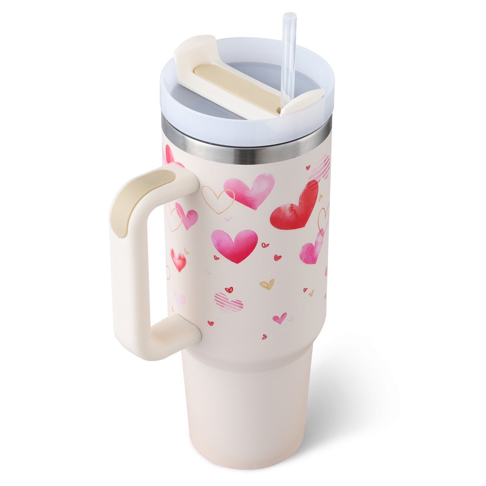 40 Oz Tumbler With Handle Straw Insulated, Stainless Steel Spill Proof Vacuum Coffee Cup Tumbler With Lid Tapered Mug Gifts For Valentine Lover Suitable For Car Gym Office Travel - pokemad2debf13c4602fd4f188ba40a334557e