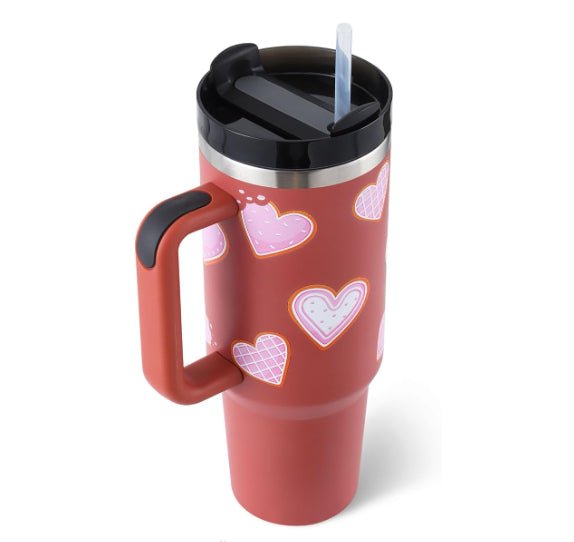 40 Oz Tumbler With Handle Straw Insulated, Stainless Steel Spill Proof Vacuum Coffee Cup Tumbler With Lid Tapered Mug Gifts For Valentine Lover Suitable For Car Gym Office Travel - pokema81d155a07547e771f4eca921765e0634