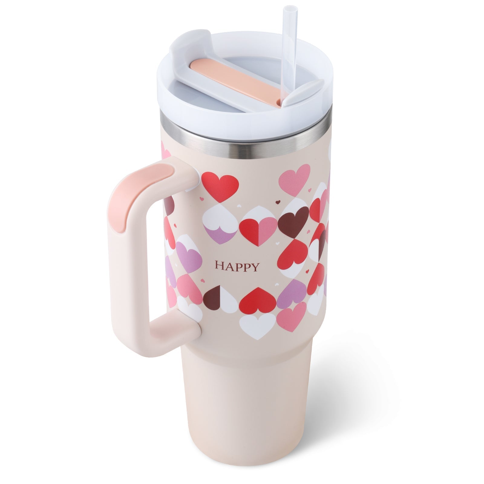 40 Oz Tumbler With Handle Straw Insulated, Stainless Steel Spill Proof Vacuum Coffee Cup Tumbler With Lid Tapered Mug Gifts For Valentine Lover Suitable For Car Gym Office Travel - pokema731312069f8fecaae2767a58a92c892c