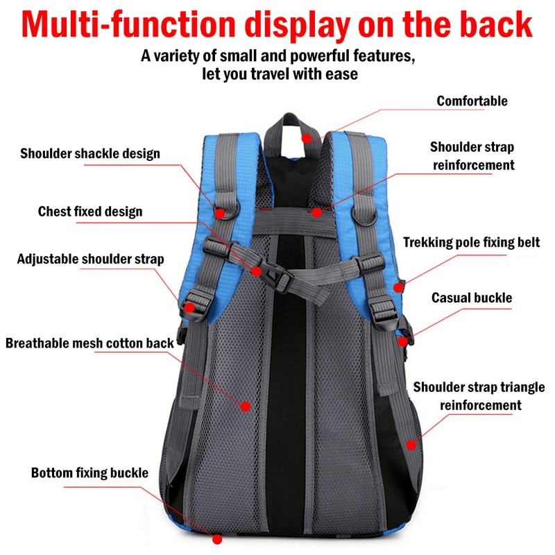 40L Men Women Travel Backpack Rucksack Camping Laptop Hiking School Book Bag USA - pokema40L Men Women Travel Backpack Rucksack Camping Laptop Hiking School Book Bag USA