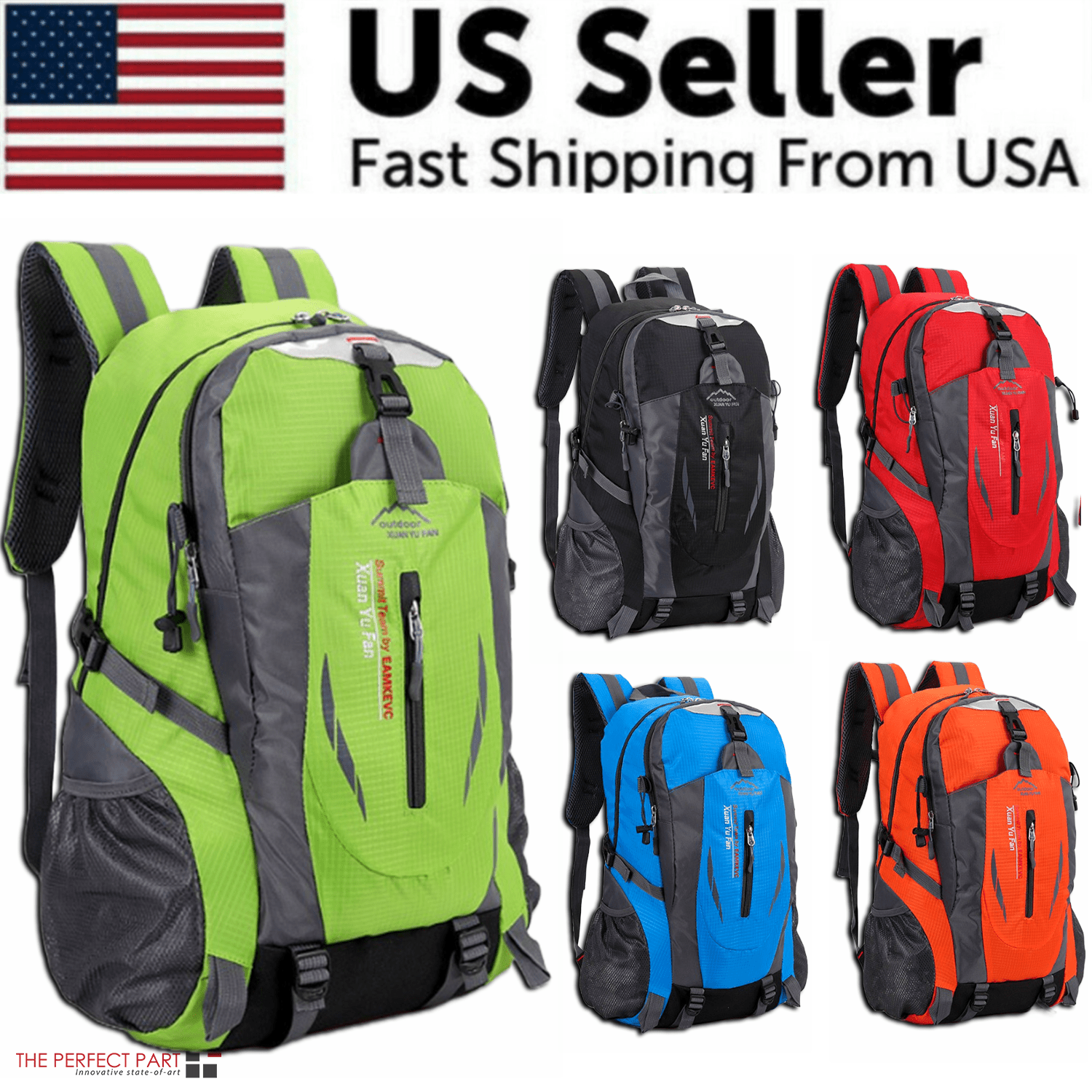 40L Men Women Travel Backpack Rucksack Camping Laptop Hiking School Book Bag USA - pokema40L Men Women Travel Backpack Rucksack Camping Laptop Hiking School Book Bag USA