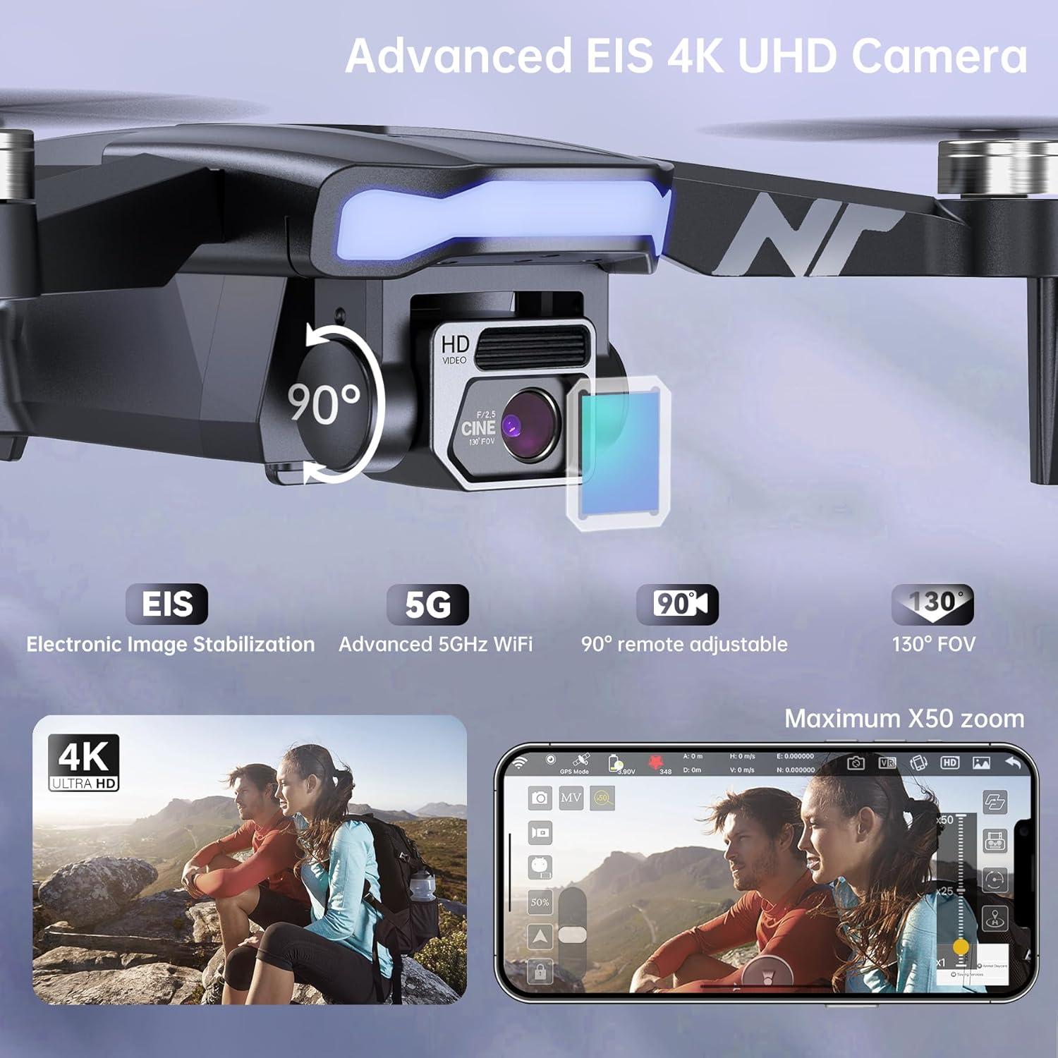 4K GPS Drone with Camera for Adults, 90 Min 3 Battery Long Flight Time | Auto Return, Follow Me, Long Control Range, Brushless Motor, 5G FPV RC Quadcopter for Beginners - pokema4K GPS Drone with Camera for Adults, 90 Min 3 Battery Long Flight Time | Auto Return, Follow Me, Long Control Range, Brushless Motor, 5G FPV RC Quadcopter for Beginners