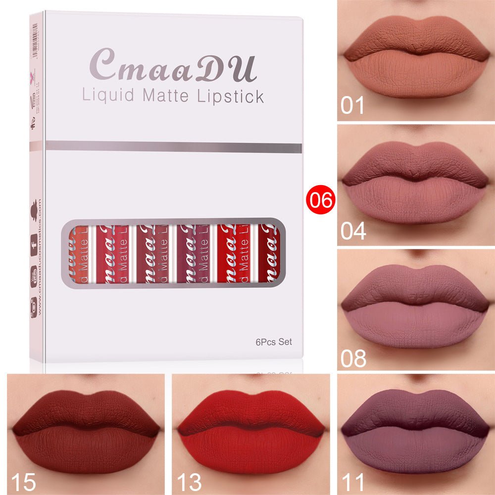 6 Boxes Of Matte Non-stick Cup Waterproof Lipstick Long Lasting Lip Gloss - pokema763138ec3ae928116576d2243a39186f