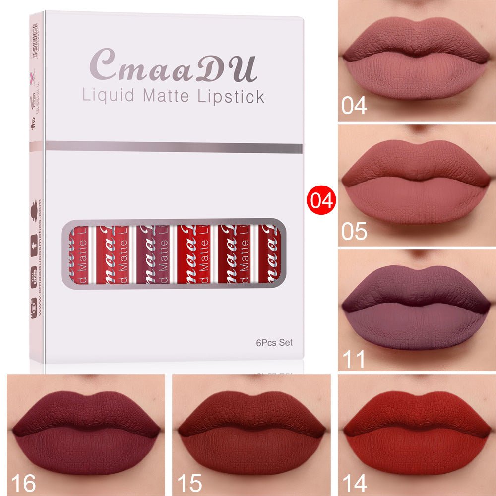 6 Boxes Of Matte Non-stick Cup Waterproof Lipstick Long Lasting Lip Gloss - pokema6d2aeae728db7a80c02410611053bd15