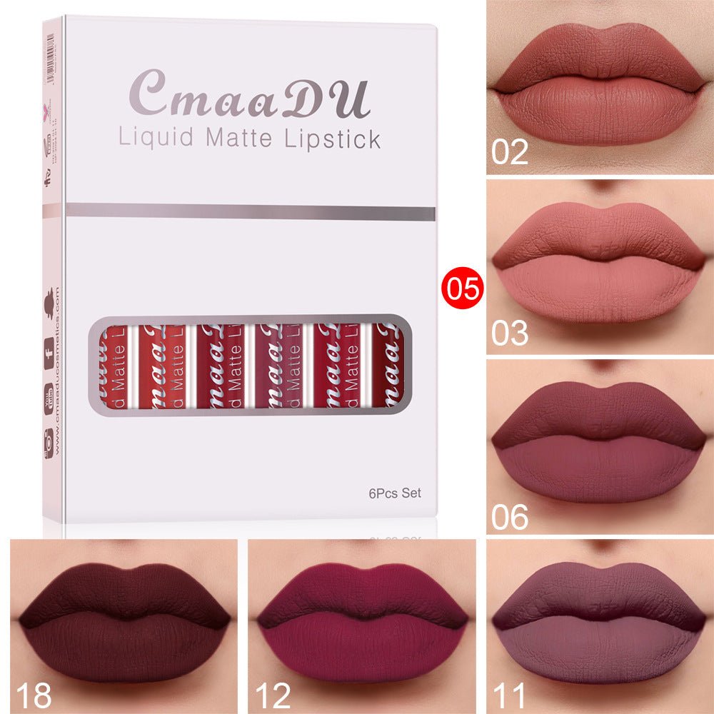 6 Boxes Of Matte Non-stick Cup Waterproof Lipstick Long Lasting Lip Gloss - pokema3cdbb00474ad519c8a51f7e6c72d2081