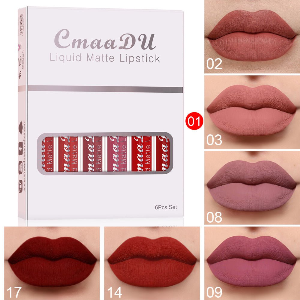 6 Boxes Of Matte Non-stick Cup Waterproof Lipstick Long Lasting Lip Gloss - pokema8e234babbbadcb38b16208cbe0d3c089