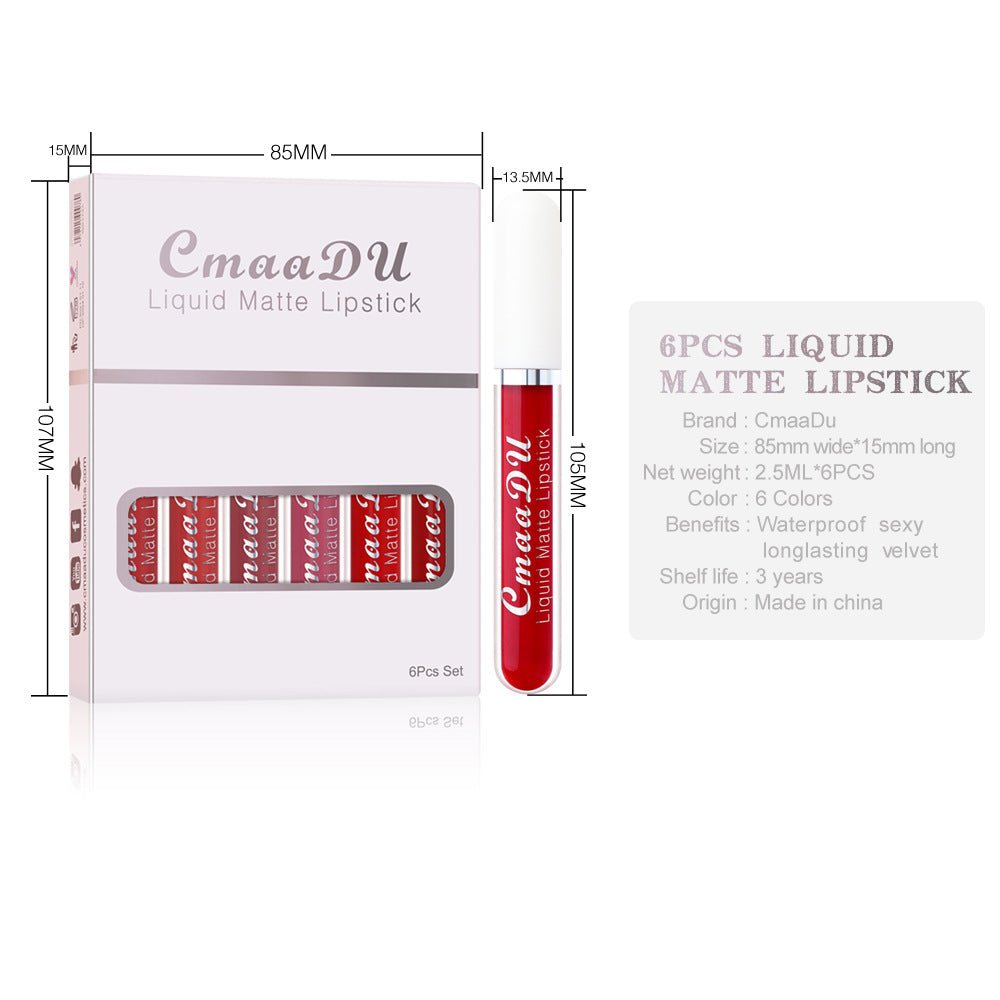 6 Boxes Of Matte Non-stick Cup Waterproof Lipstick Long Lasting Lip Gloss - pokema21b8e7d2adb98d3d3e8647199d18d933