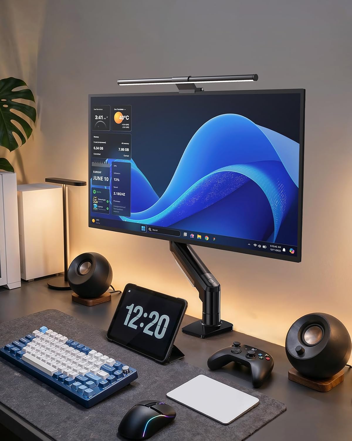 HUANUO Single Monitor Mount, 13 to 32 Inch Design Monitor Arm, Adjustable Stand, Vesa Mount with Clamp and Grommet Base - Fits 4.4 to 19.8lbs LCD Computer Monitors
