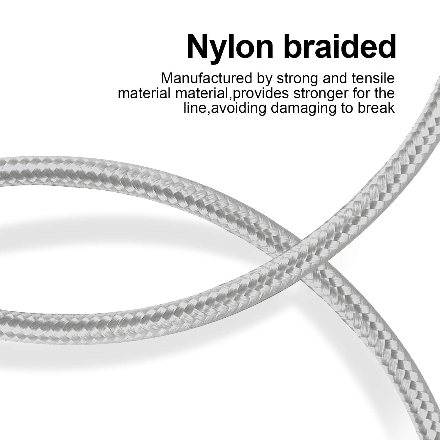 CUGUNU iPhone Charger, 5 Pack 3/3/6/6/10FT Apple MFi Certified USB Lightning Cable Nylon Braided Fast Charging Cord Compatible for iPhone 14/13/12/11/X/Max/8/7/6/5/SE/Plus/iPad - Gray