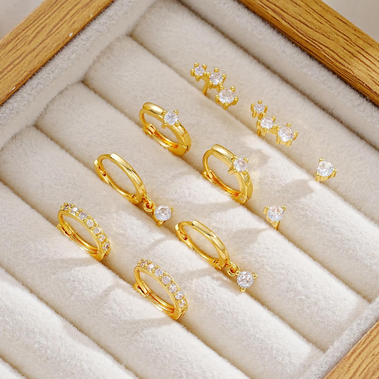 Boucles d’oreilles créoles pendantes et délicates en plaqué or 14 carats, bijoux pour divers types de piercings à superposer pour femmes