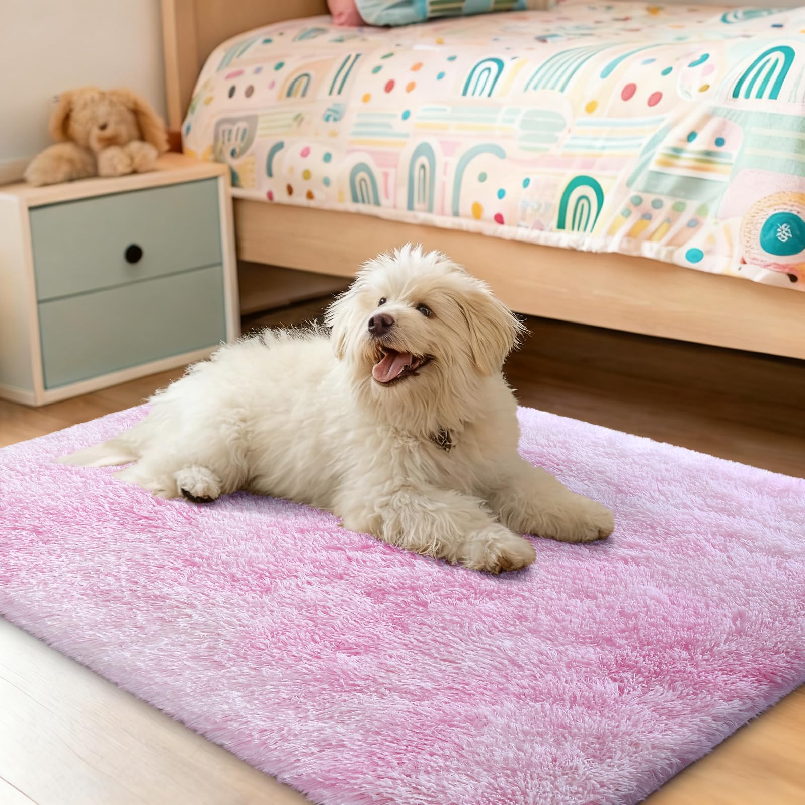 OLANLY Fluffy Area Rug for Living Room Bedroom, 5x8 Feet Soft Shaggy Non-Slip Carpet, Indoor Modern Plush Area Rugs for Kids Girls and Boys, Dorms, Nursery Rooms, Home Decor, Coffee