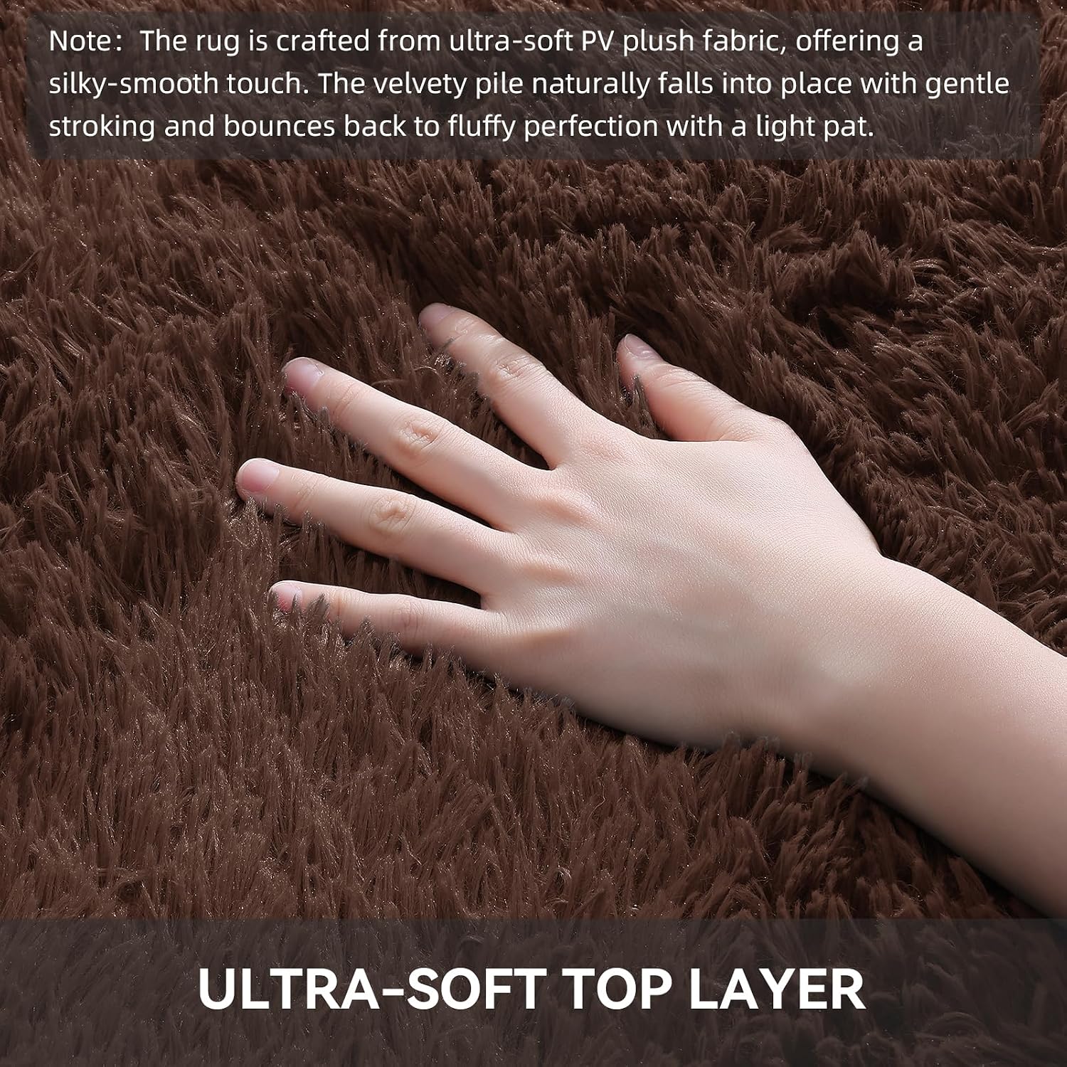 OLANLY Fluffy Area Rug for Living Room Bedroom, 5x8 Feet Soft Shaggy Non-Slip Carpet, Indoor Modern Plush Area Rugs for Kids Girls and Boys, Dorms, Nursery Rooms, Home Decor, Coffee