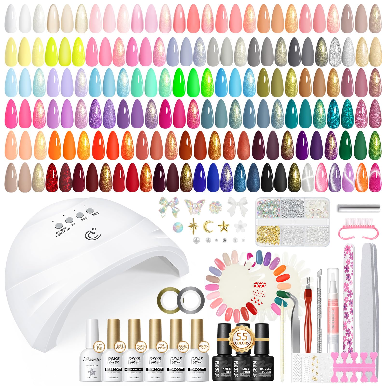83 PCS Gel Nail Polish Kit with Drill U V Light, 56 Colors Gel Polish Nail Kit All Seasons Colors with Cat Eye Nail Polish Matte/Glossy Glitter Base Top Coat Manicure Tools Gifts for Women - pokema83 PCS Gel Nail Polish Kit with Drill U V Light, 56 Colors Gel Polish Nail Kit All Seasons Colors with Cat Eye Nail Polish Matte/Glossy Glitter Base Top Coat Manicure Tools Gifts for Women