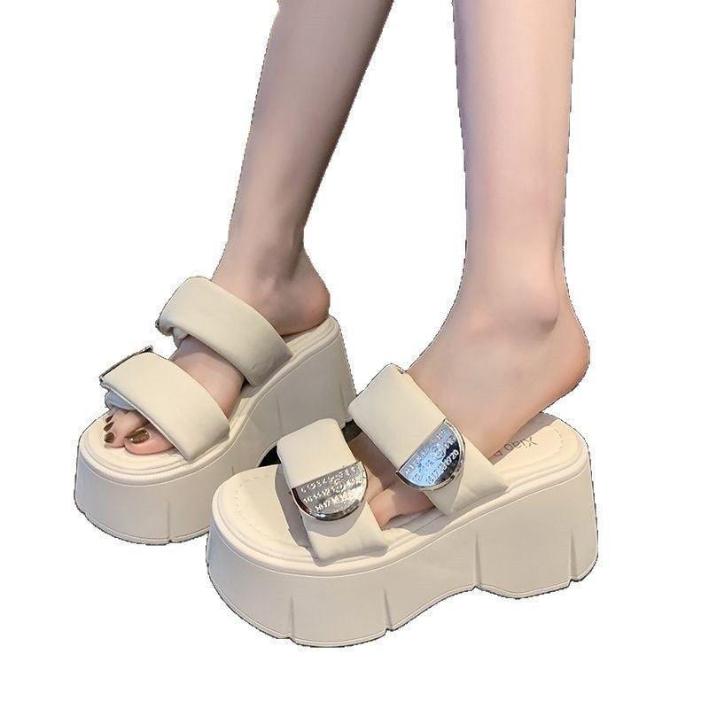 9cm-height-increasing Thick-soled Slippers For Women - pokema597e18fc551c6425bc00b75be3a75574