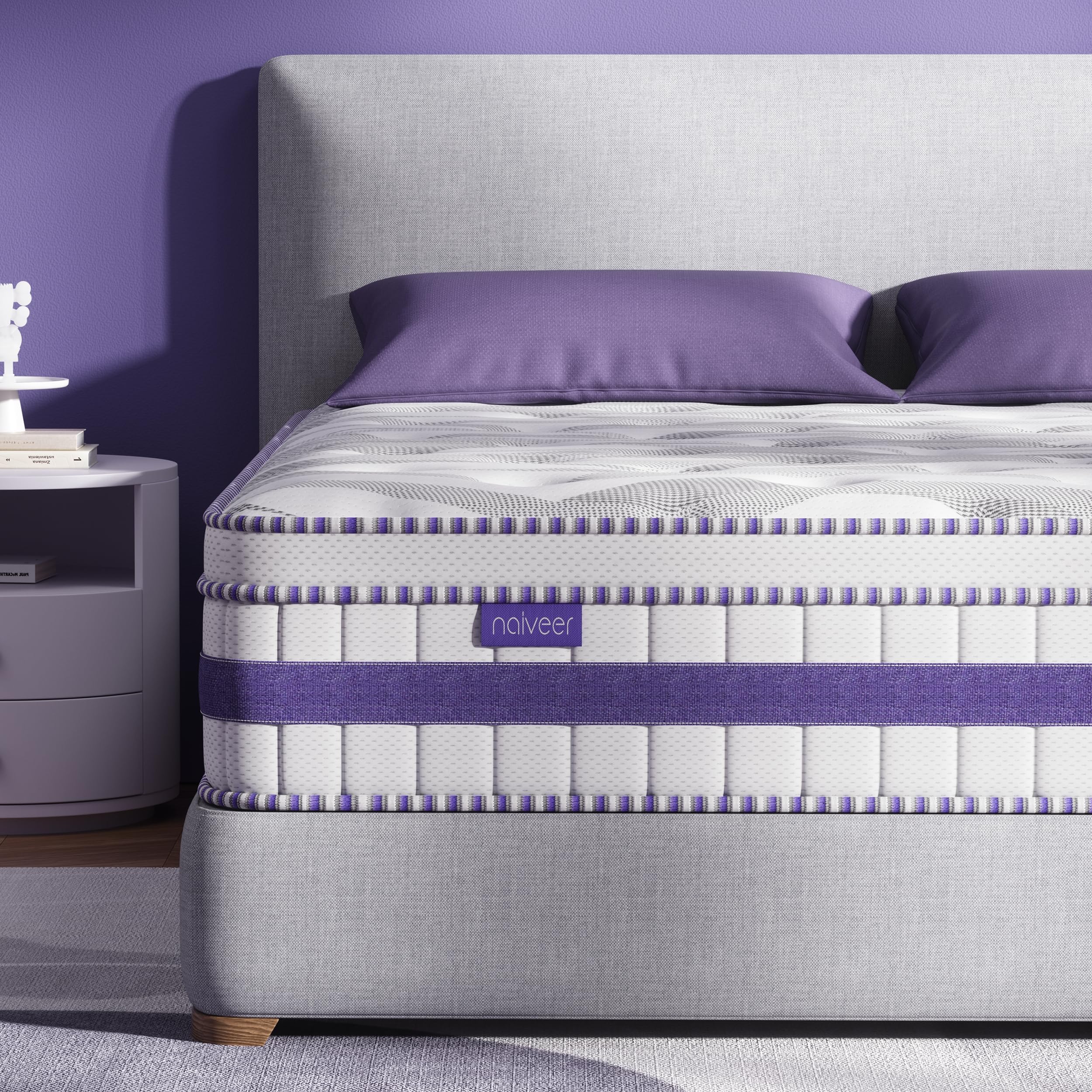 Naiveer Cool Gel Memory Foam Hybrid Mattress, 10 Inch King Size Mattress in A Box with Pocket Springs for Cool Sleep & Pressure Relief, Medium Firm Feeling with CertiPUR-US Certified Foam
