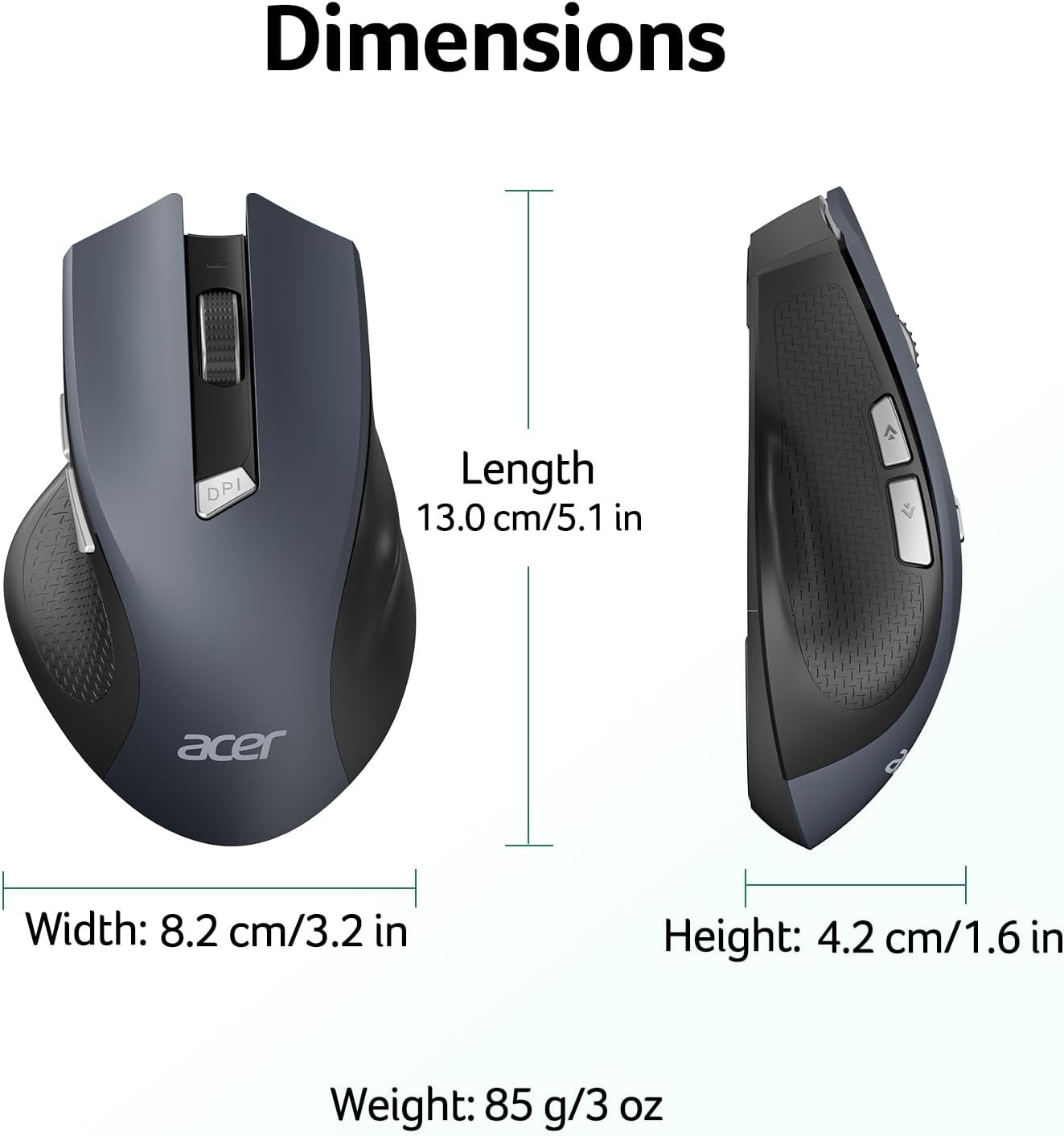 Acer Wireless Mouse for Laptop, 2.4GHz USB Mice with USB-A Receiver | Office Computer Mouse Wireless wtih 3 Adjustable DPI, 6 Buttons, Medium to Large Sized Hands for PC, Laptop, Desktop - pokemaAcer Wireless Mouse for Laptop, 2.4GHz USB Mice with USB-A Receiver | Office Computer Mouse Wireless wtih 3 Adjustable DPI, 6 Buttons, Medium to Large Sized Hands for PC, Laptop, Desktop