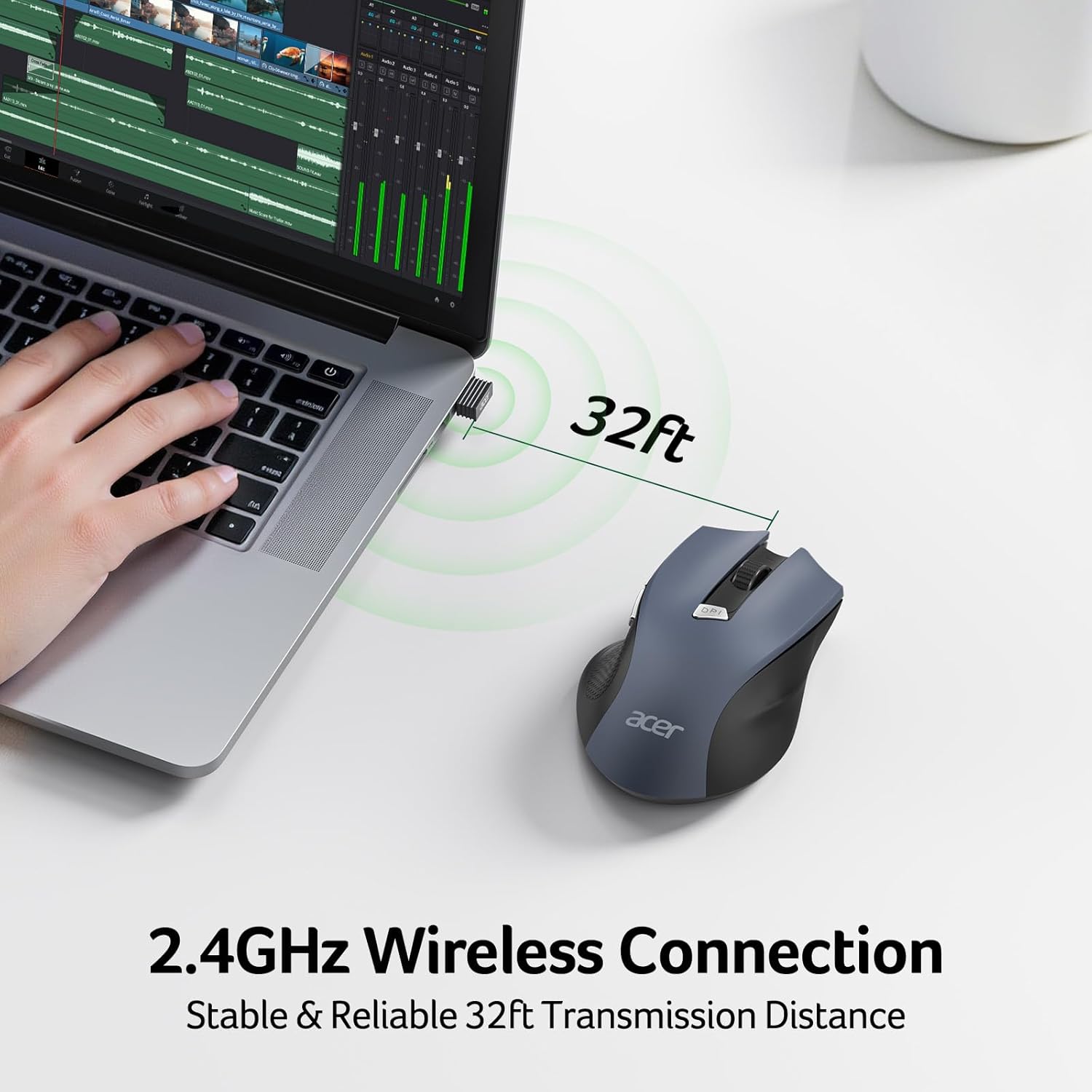 Acer Wireless Mouse for Laptop, 2.4GHz USB Mice with USB-A Receiver | Office Computer Mouse Wireless wtih 3 Adjustable DPI, 6 Buttons, Medium to Large Sized Hands for PC, Laptop, Desktop - pokemaAcer Wireless Mouse for Laptop, 2.4GHz USB Mice with USB-A Receiver | Office Computer Mouse Wireless wtih 3 Adjustable DPI, 6 Buttons, Medium to Large Sized Hands for PC, Laptop, Desktop