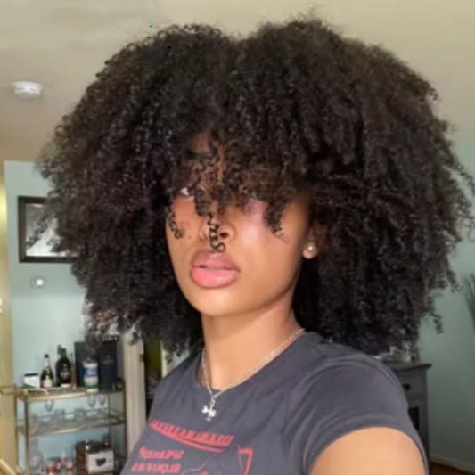 Afro Kinky Curly Human Hair Glueless Wigs With Bangs 4B 4C - pokema94ff52f6bd2707185933d4e7a286f74b