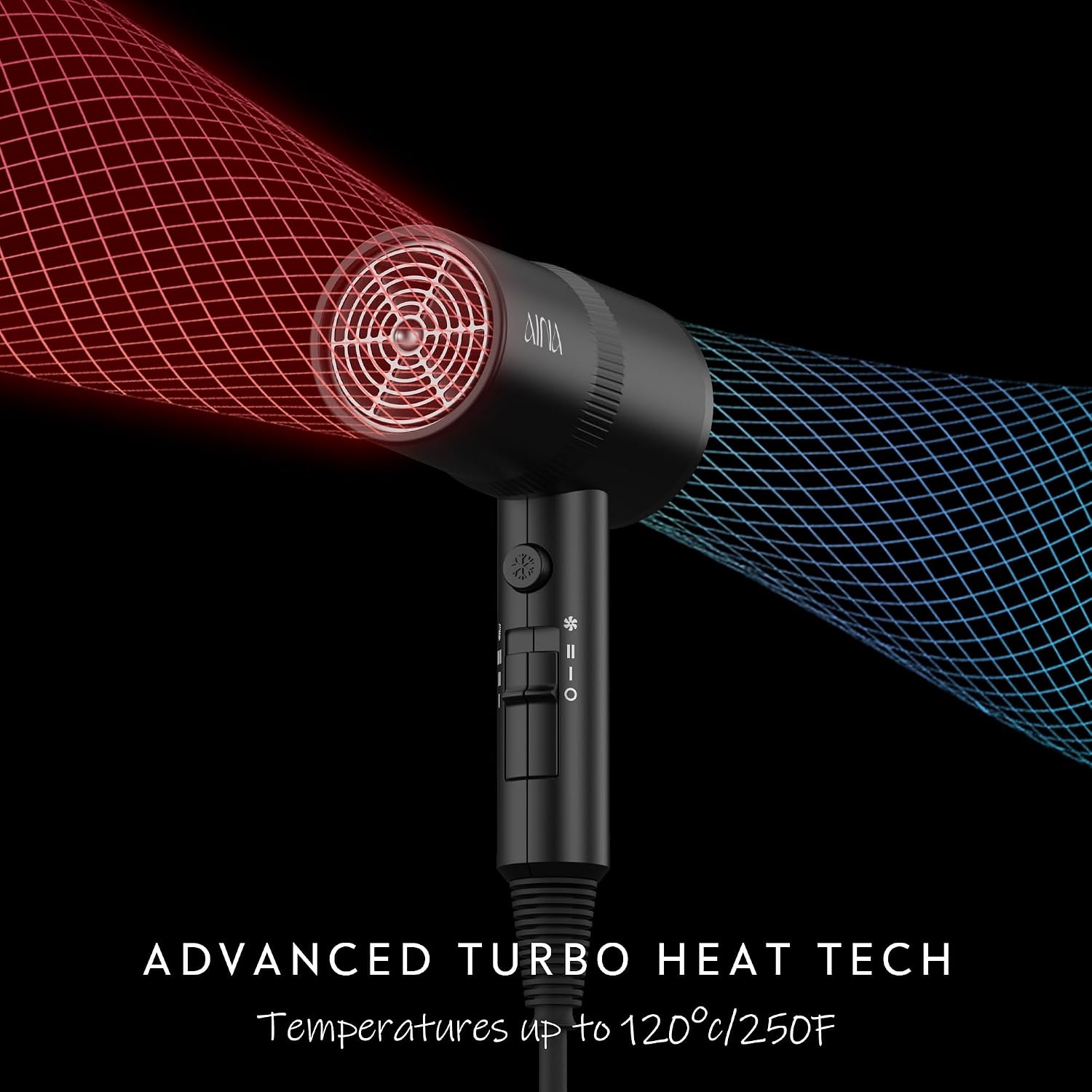 AINA Diffuser Hair Dryer Full-Featured Blow Dryer 110V/1600W(Vader Black) | 3 Heat/2 Speed|Cold shut button|Lightweight|Compact Size|High Temp|Low Airflow|Same Results|Less Expense - pokemaAINA Diffuser Hair Dryer Full-Featured Blow Dryer 110V/1600W(Vader Black) | 3 Heat/2 Speed|Cold shut button|Lightweight|Compact Size|High Temp|Low Airflow|Same Results|Less Expense