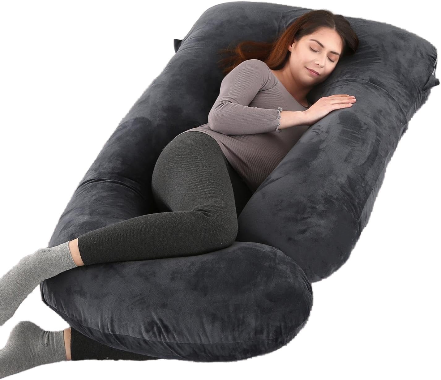 ALLOPERA Pregnancy Pillow, Full Body 57 Inch Maternity Pillow with Removable Washable Cover - Sleep Support for Legs, Back, Neck, Shoulder, HIPS, Belly for Pregnent Women, Velvet Cover (Black) - pokemaALLOPERA Pregnancy Pillow, Full Body 57 Inch Maternity Pillow with Removable Washable Cover - Sleep Support for Legs, Back, Neck, Shoulder, HIPS, Belly for Pregnent Women, Velvet Cover (Black)
