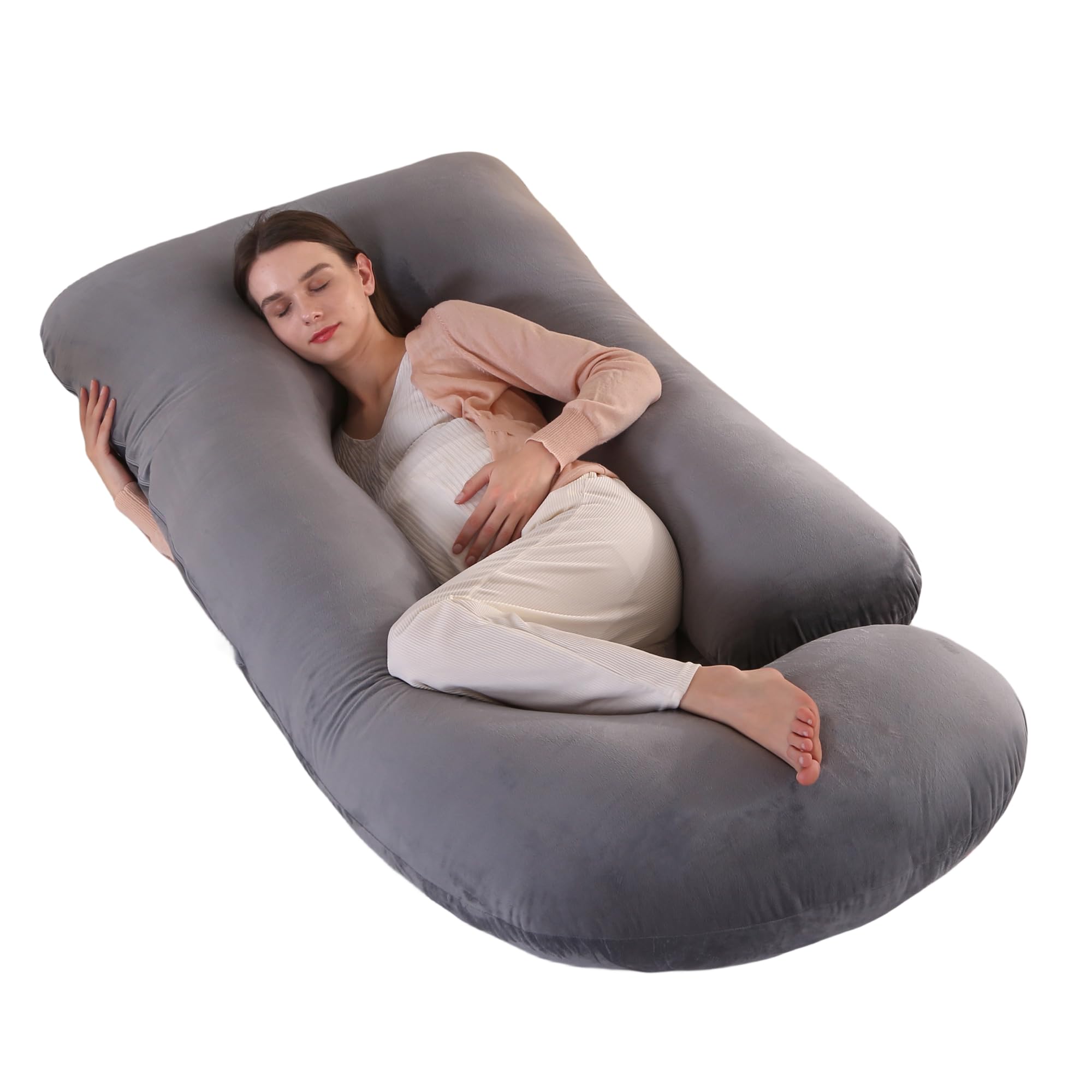 ALLOPERA Pregnancy Pillow, Full Body 57 Inch Maternity Pillow with Removable Washable Cover - Sleep Support for Legs, Back, Neck, Shoulder, HIPS, Belly for Pregnent Women, Velvet Cover (Black) - pokemaALLOPERA Pregnancy Pillow, Full Body 57 Inch Maternity Pillow with Removable Washable Cover - Sleep Support for Legs, Back, Neck, Shoulder, HIPS, Belly for Pregnent Women, Velvet Cover (Black)