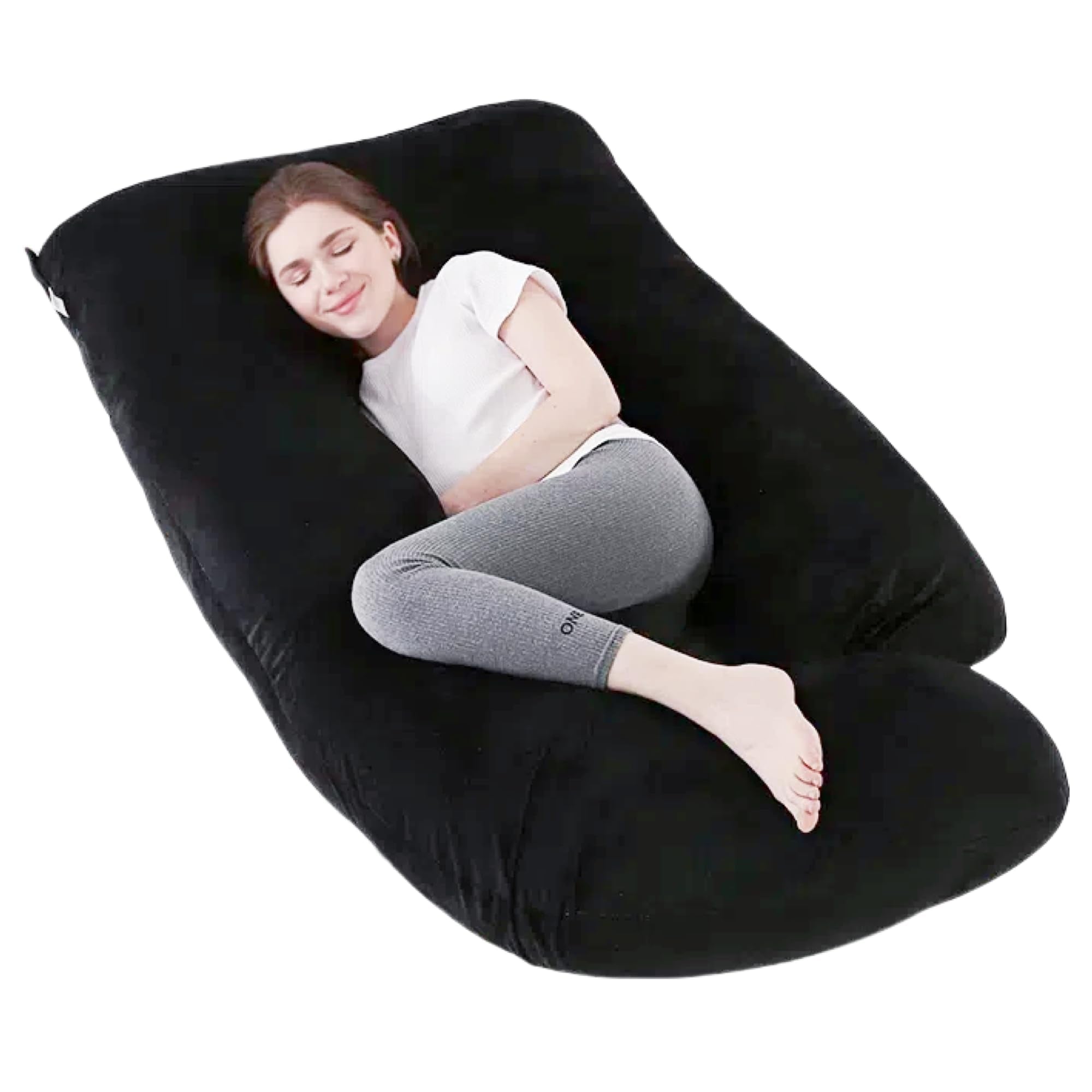 ALLOPERA Pregnancy Pillow, Full Body 57 Inch Maternity Pillow with Removable Washable Cover - Sleep Support for Legs, Back, Neck, Shoulder, HIPS, Belly for Pregnent Women, Velvet Cover (Black) - pokemaALLOPERA Pregnancy Pillow, Full Body 57 Inch Maternity Pillow with Removable Washable Cover - Sleep Support for Legs, Back, Neck, Shoulder, HIPS, Belly for Pregnent Women, Velvet Cover (Black)