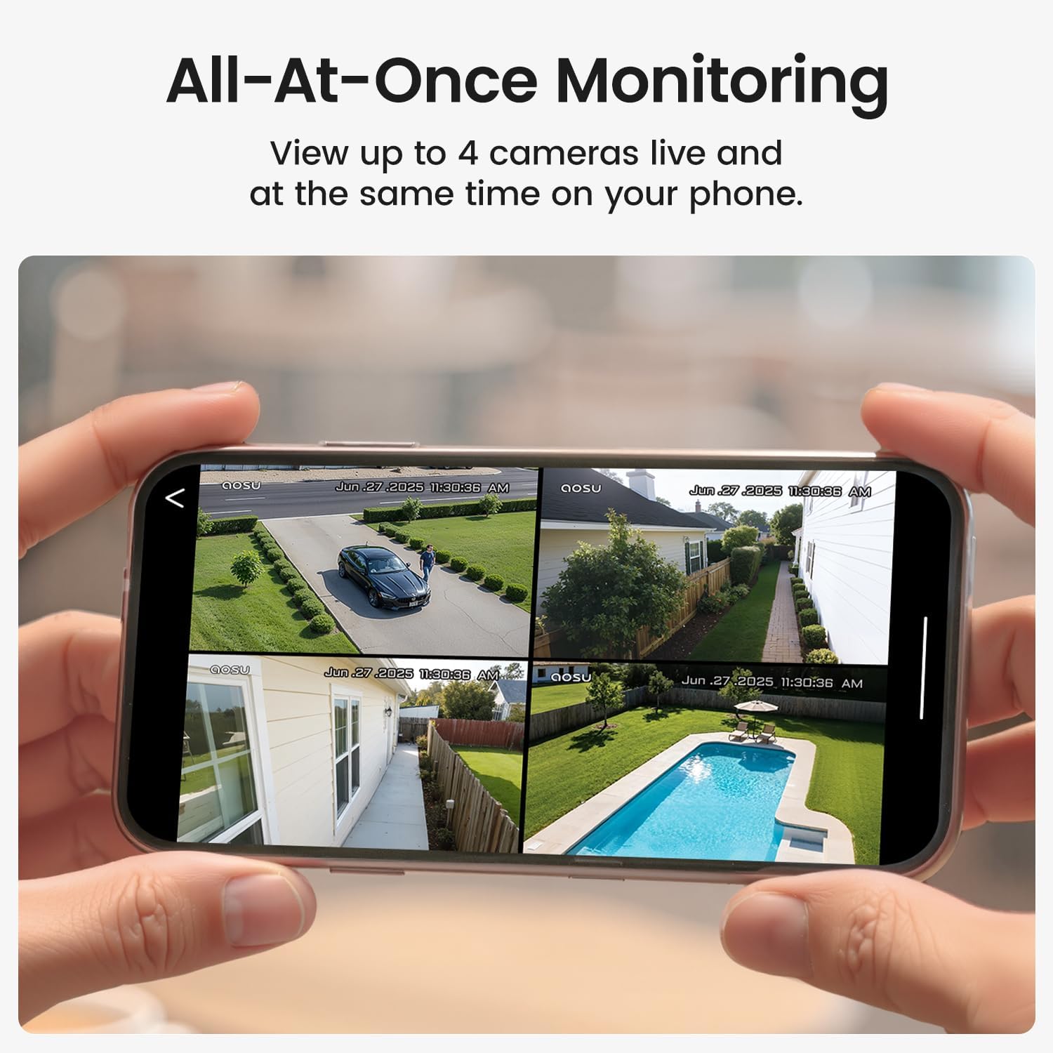 AOSU Security Cameras Outdoor Wireless, 2 Cam-Kit, No Subscription Required, Solar-Powered, Home Security Cameras System with 360° Pan & Tilt, Auto Tracking, 2K Color Night Vision, Easy Setup - pokemaAOSU Security Cameras Outdoor Wireless, 2 Cam-Kit, No Subscription Required, Solar-Powered, Home Security Cameras System with 360° Pan & Tilt, Auto Tracking, 2K Color Night Vision, Easy Setup
