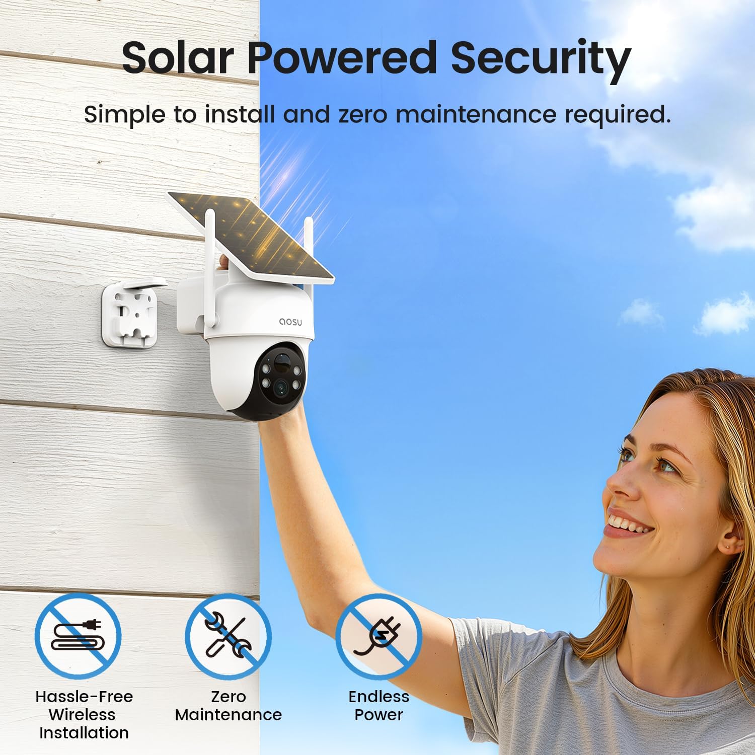 AOSU Security Cameras Outdoor Wireless, 2 Cam-Kit, No Subscription Required, Solar-Powered, Home Security Cameras System with 360° Pan & Tilt, Auto Tracking, 2K Color Night Vision, Easy Setup - pokemaAOSU Security Cameras Outdoor Wireless, 2 Cam-Kit, No Subscription Required, Solar-Powered, Home Security Cameras System with 360° Pan & Tilt, Auto Tracking, 2K Color Night Vision, Easy Setup