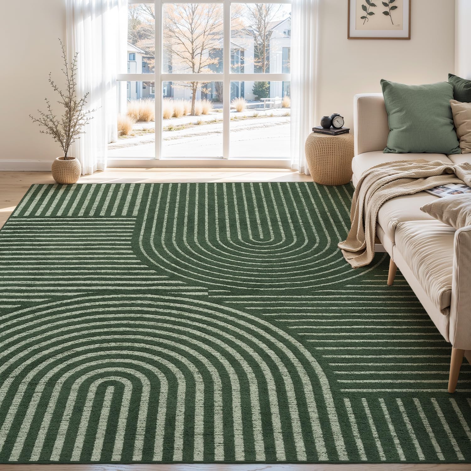 Area Rug 8x10 Rugs for Living Room Non Slip Soft Carpet Boho Machine Washable Rug Geometric Jacquard Textured Carpet for Bedroom Dining Room Nursery Office Living Room Rug -Beige - pokemaArea Rug 8x10 Rugs for Living Room Non Slip Soft Carpet Boho Machine Washable Rug Geometric Jacquard Textured Carpet for Bedroom Dining Room Nursery Office Living Room Rug -Beige