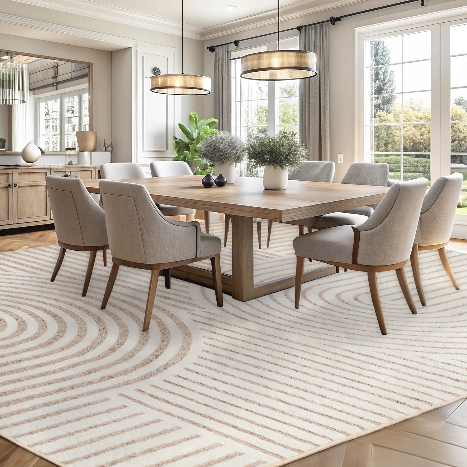 Area Rug 8x10 Rugs for Living Room Non Slip Soft Carpet Boho Machine Washable Rug Geometric Jacquard Textured Carpet for Bedroom Dining Room Nursery Office Living Room Rug -Beige - pokemaArea Rug 8x10 Rugs for Living Room Non Slip Soft Carpet Boho Machine Washable Rug Geometric Jacquard Textured Carpet for Bedroom Dining Room Nursery Office Living Room Rug -Beige