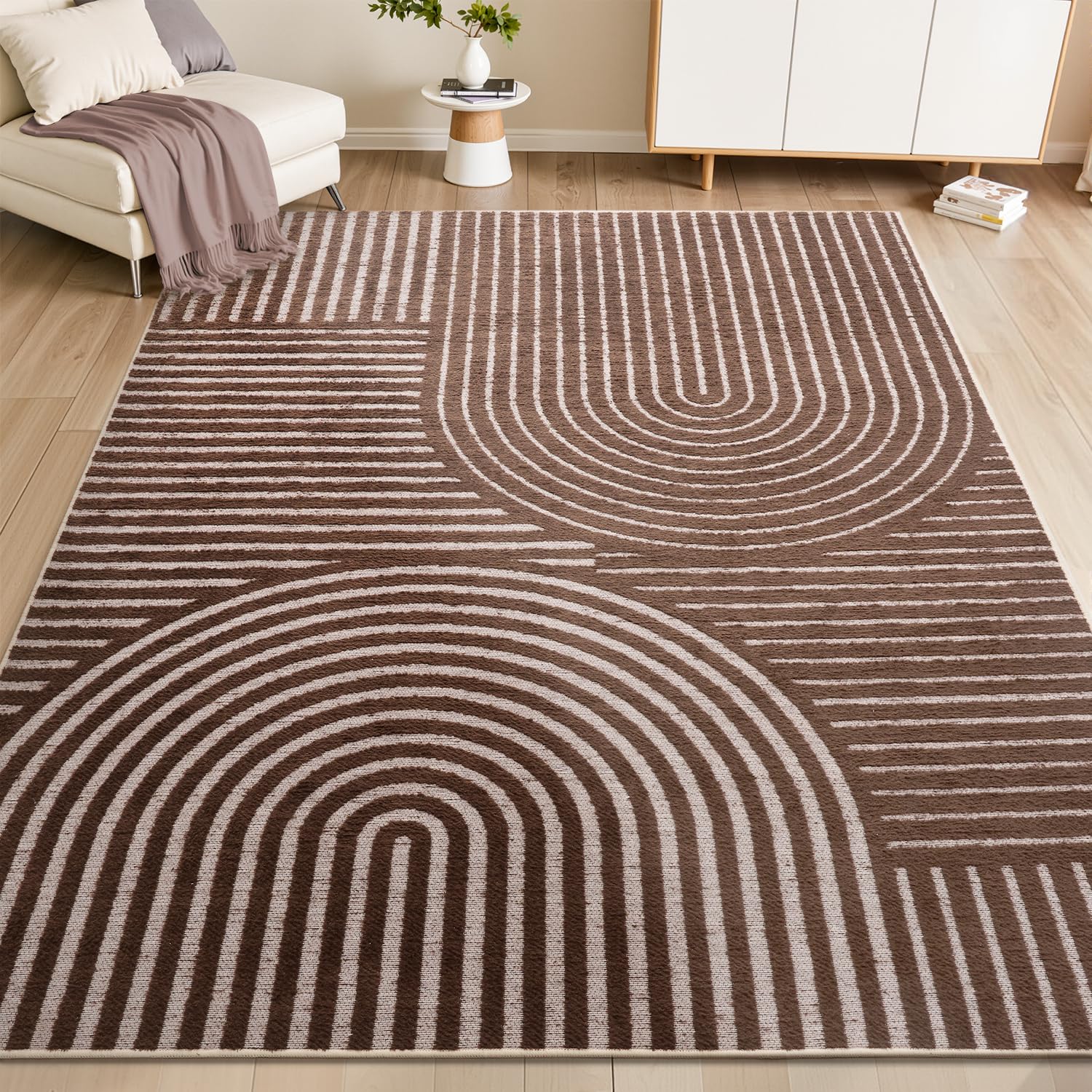 Area Rug 8x10 Rugs for Living Room Non Slip Soft Carpet Boho Machine Washable Rug Geometric Jacquard Textured Carpet for Bedroom Dining Room Nursery Office Living Room Rug -Beige - pokemaArea Rug 8x10 Rugs for Living Room Non Slip Soft Carpet Boho Machine Washable Rug Geometric Jacquard Textured Carpet for Bedroom Dining Room Nursery Office Living Room Rug -Beige
