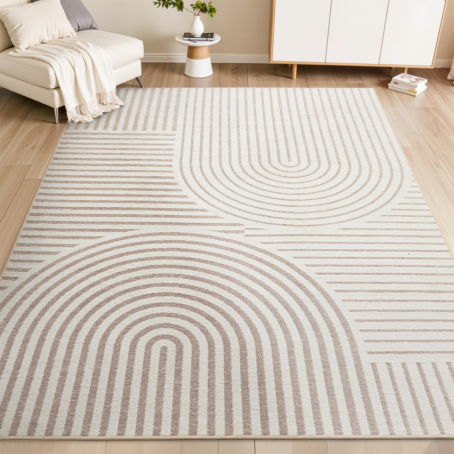 Area Rug 8x10 Rugs for Living Room Non Slip Soft Carpet Boho Machine Washable Rug Geometric Jacquard Textured Carpet for Bedroom Dining Room Nursery Office Living Room Rug -Beige - pokemaArea Rug 8x10 Rugs for Living Room Non Slip Soft Carpet Boho Machine Washable Rug Geometric Jacquard Textured Carpet for Bedroom Dining Room Nursery Office Living Room Rug -Beige